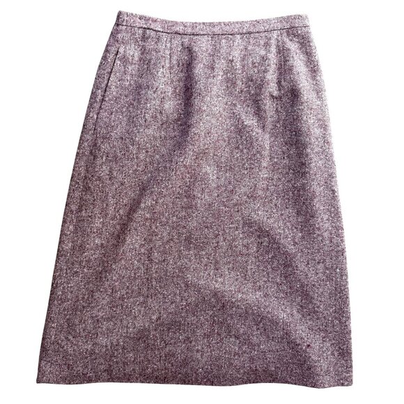 Vintage Orvis Tweed Wool Skirt Burgundy Cream Size‎ 14 USA Pockets Modest Work - Picture 1 of 7